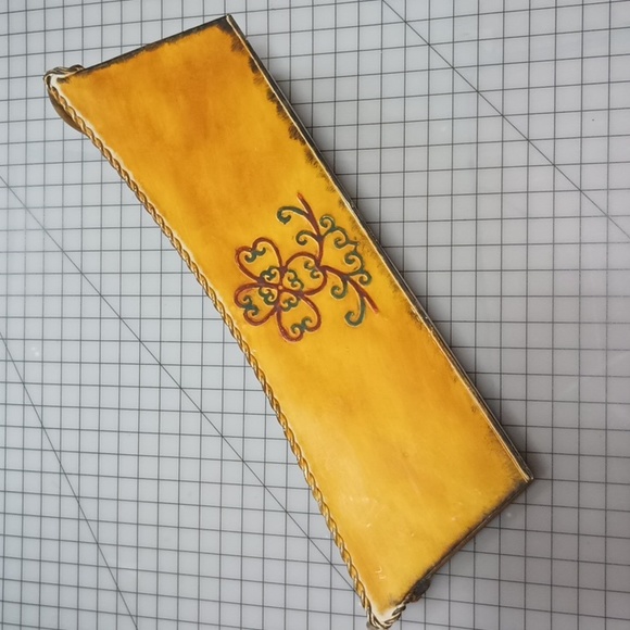 VTG 23" Metal Planter Box Rustic Ochre w/ Rope Cord Trim Detail - Picture 1 of 11